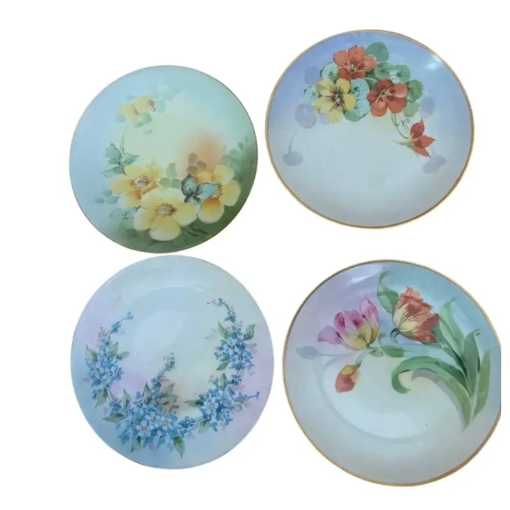 Hand Painted Appetizer Dessert Plates Floral Made in Bavaria Not Matching Set